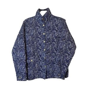 Collections‎ Etc Women's Jacket Quilted Paisley Design Blue Lightweight Medium